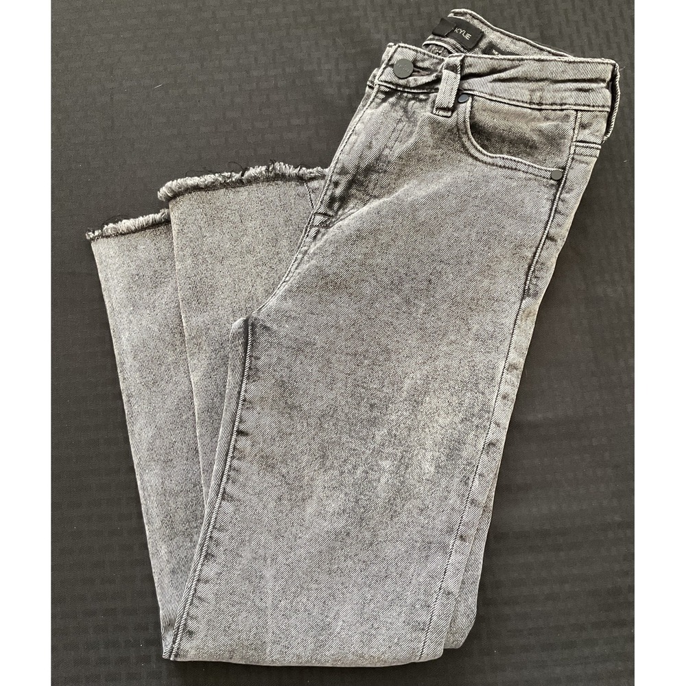 Kendall Kylie Jeans Womens 5 27 Gray Icon High Rise Straight Raw Hem Denim Pants